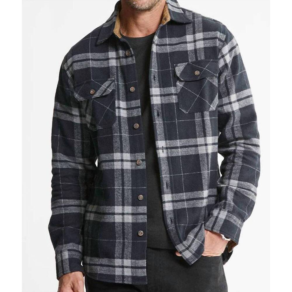 NEW JACHS NEW YORK flannel shirt and thermal crewneck set in heritage black
